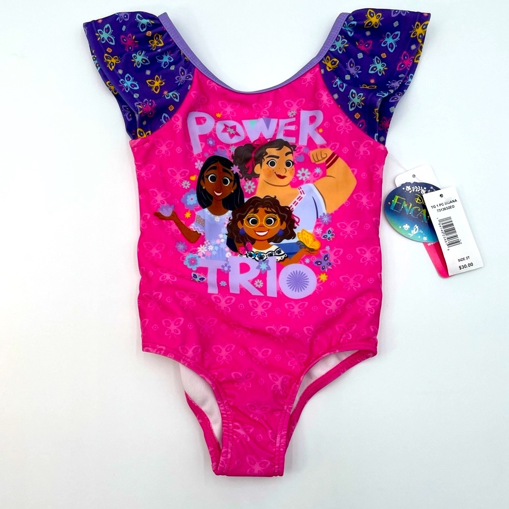Disney Encanto One Piece Bathing Suit Swimsuit Ruffle‎ Sleeve Princess NWT